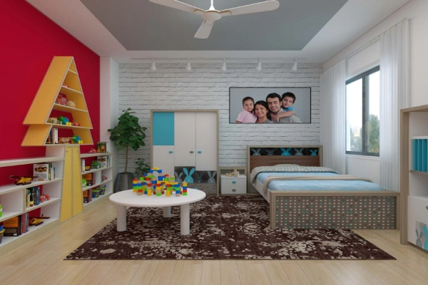 a multifuntional kids bedroom with a play area2 (1)